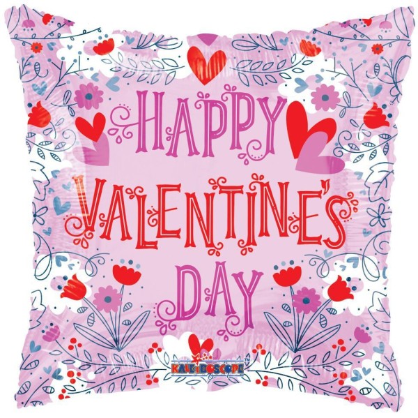 Kaleidoscope Folienballon Happy Valentines Day Lined Gellibean 45cm/18"