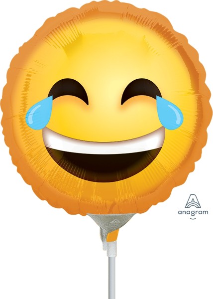 Anagram Folienballon Laughing Emoticon 23cm/9" luftgefüllt mit Stab