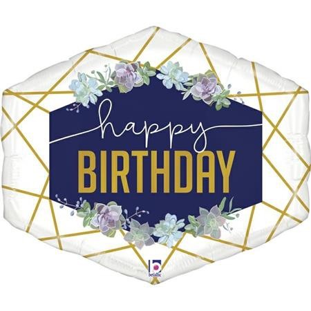 Betallic Folienballon Geo Navy Birthday 75cm/30"