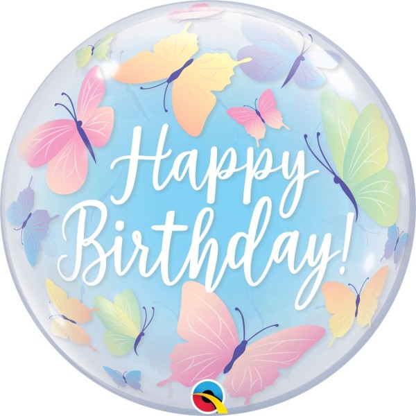 Qualatex Bubble Birthday Soft Butterflies 55cm/22"