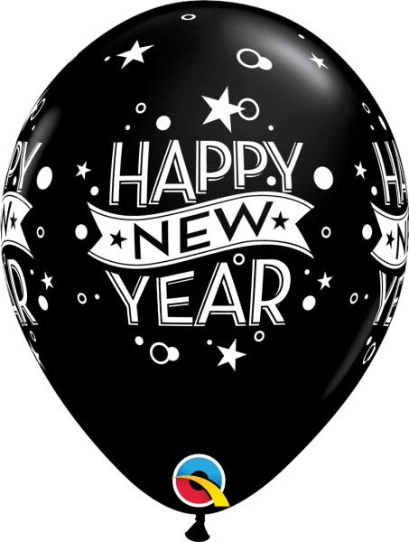 Qualatex Latexballon New Year Confetti Dots Black 28cm/11" 25 Stück
