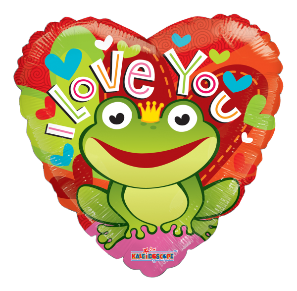 Kaleidoscope Folienballon Herz "I Love You - Froschkönig" 90cm/36"