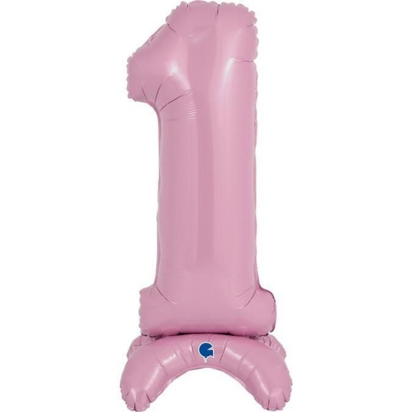 Grabo Folienballon Zahl 1 Pastel Pink standups 65cm/25"