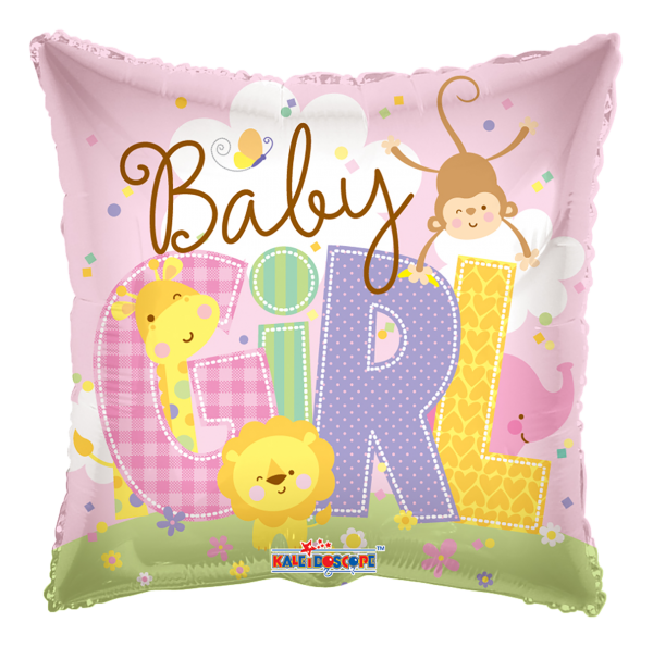 Kaleidoscope Folienballon "Baby Girl Rosa - Tierbabys" 45cm/18"