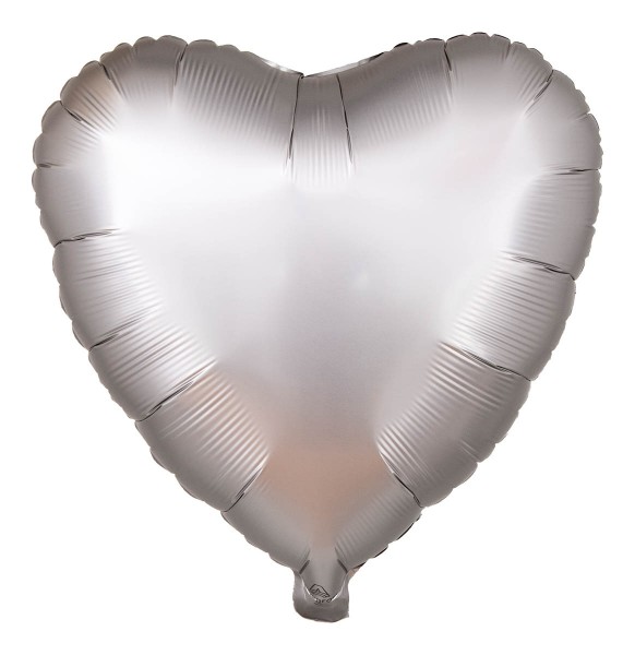 Folienballon Herz, Satin Silber, 45cm Ø