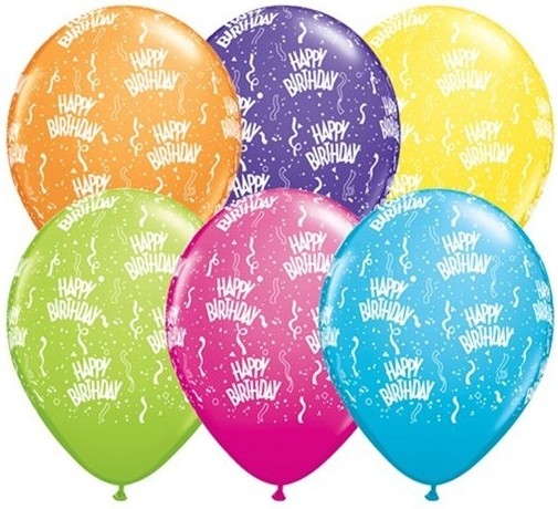 Qualatex Latexballon Birthday-A-Round Tropical Assortment 13cm/5" 100 Stück