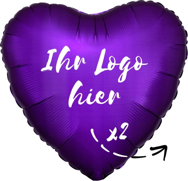 Folien-Werbeballon Herz Satin Luxe Purple Royale 45cm/18" 2-Seitig bedruckt