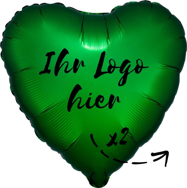 Folien-Werbeballon Herz Satin Luxe Emerald 45cm/18" 2-Seitig bedruckt