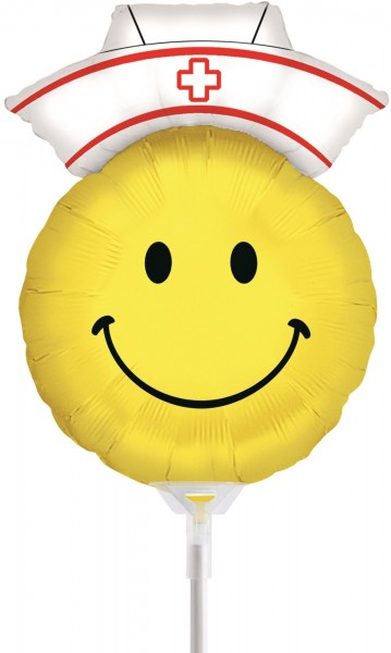 Betallic Folienballon Smiley Nurse Mini 35cm/14" luftgefüllt inkl. Stab