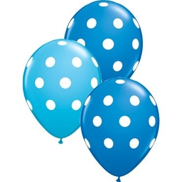 Qualatex Latexballon Big Polka Dots-Blau 28cm/11" 25 Stück