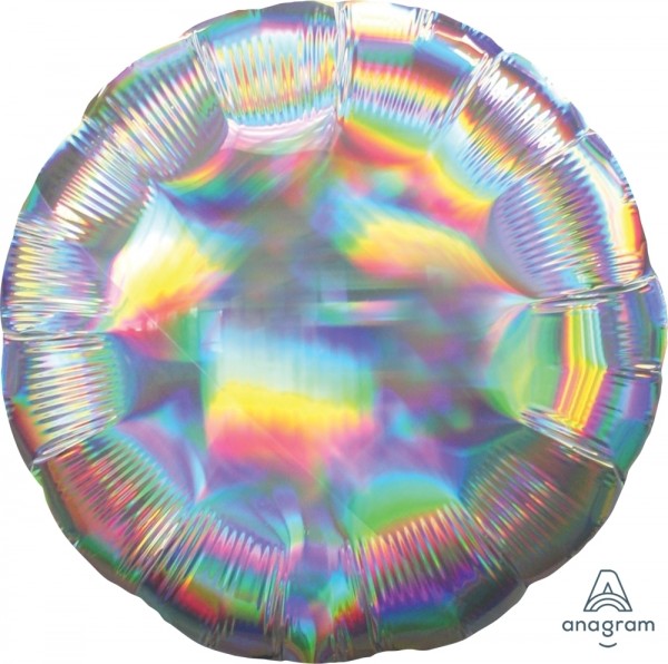 Anagram Folienballon Rund 45cm Durchmesser Iridescent Silber (Silver) Holo