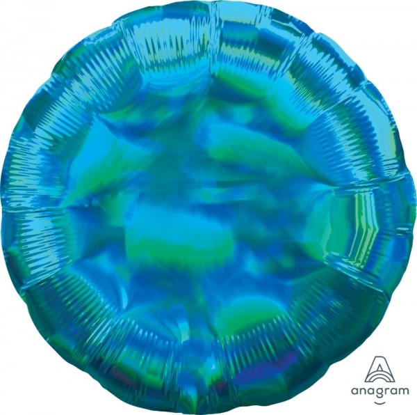 Anagram Folienballon Rund Iridescent Türkis (Cyan) Holo 45cm/18"