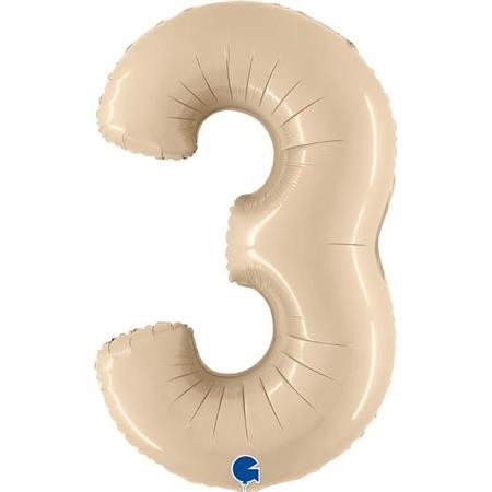 Grabo Folienballon Zahl 3 Satin Cream 100cm/40"