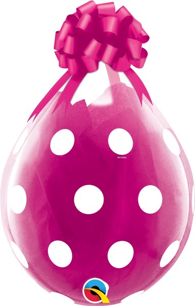 Qualatex Verpackungsballon Big Polka Dots Diamond Clear 45cm/18" 25 Stück