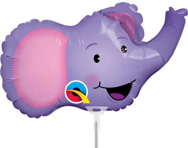 Qualatex Folienballon Elated Elephant 36cm/14" luftgefüllt inkl. Stab