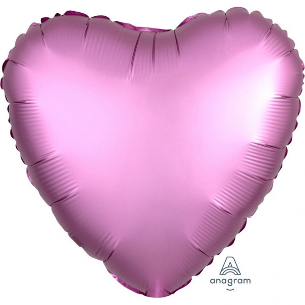 Anagram Folienballon Herz 45cm Durchmesser Satin Rosa (Flamingo)