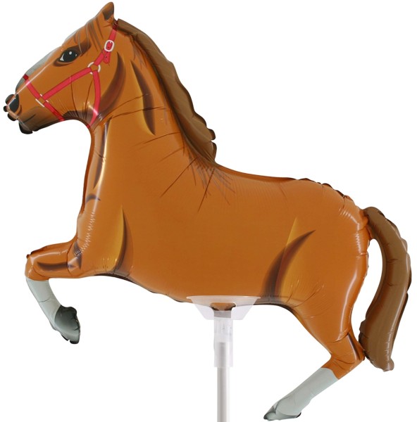 Grabo Folienballon Horse Light Brown 35cm/14" luftgefüllt mit Stab