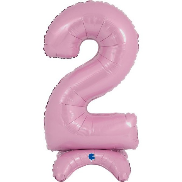 Grabo Folienballon Zahl 2 Pastel Pink standups 65cm/25"