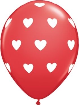 Qualatex Latexballon Big Hearts Red 28cm/11" 6 Stück