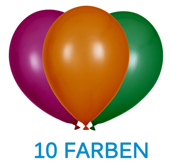 Globos Luftballons Metallic 10 Farben Naturlatex 30cm/12" 100er Packung
