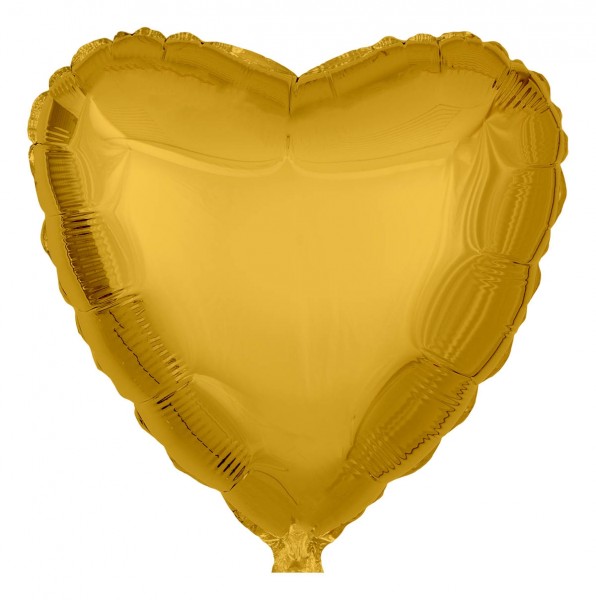 Folienballon Herz, Metallic Gold, 45cm Ø