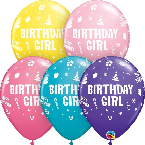 Qualatex Latexballon Birthday Girl Sortiment 28cm/11" 25 Stück