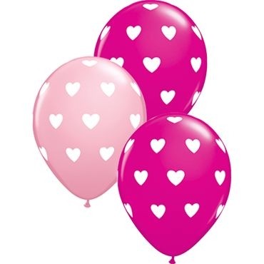Qualatex Latexballon Big Hearts Assorted Pink & Wild Berry 28cm/11" 25 Stück
