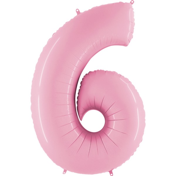 Grabo Folienballon Zahl 6 Pastel Pink 100cm/40"