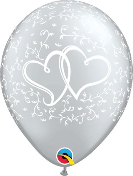 Qualatex Latexballon Entwined Hearts 28cm/11" 6 Stück
