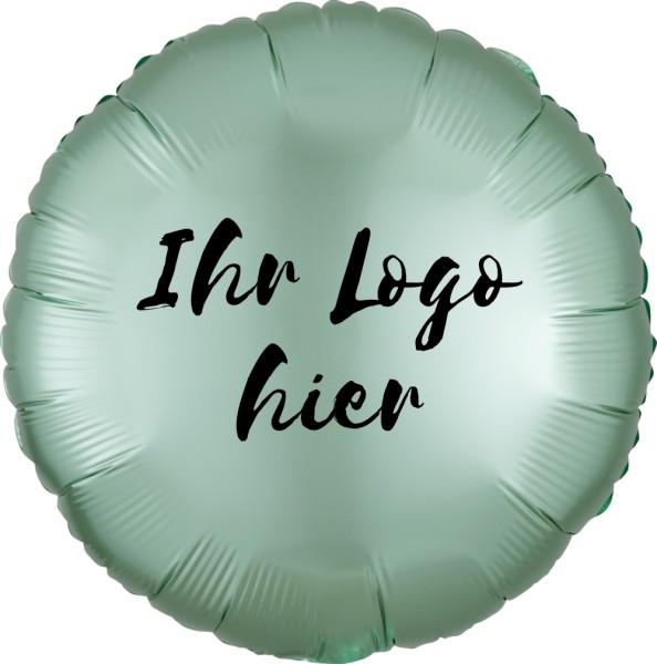 Folien-Werbeballon Rund Satin Luxe Mint Green45cm/18" 1-Seitig bedruckt