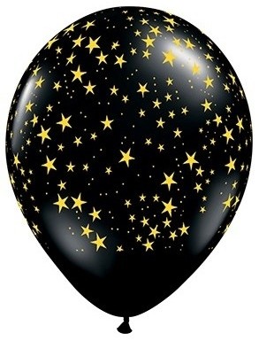 Qualatex Latexballon Stars Gold, Onyx Black 28cm/11" 25 Stück