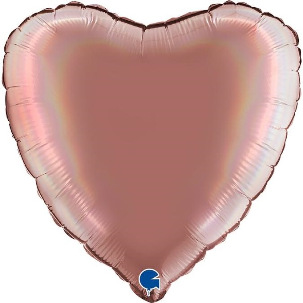 Grabo Folienballon Heart Rainbow Holo Platinum Rosé 45cm/18"