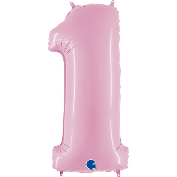 Grabo Folienballon Zahl 1 Pastel Pink 100cm/40"