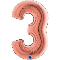 Grabo Folienballon Zahl 3 Rose Gold 100cm/40"  Grabo Folienballon Zahl 3 Rose Gold 100cm/40"