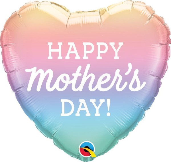 Qualatex Folienballon Heart "Happy Mother's Day" Pastel Ombre 45cm/18"