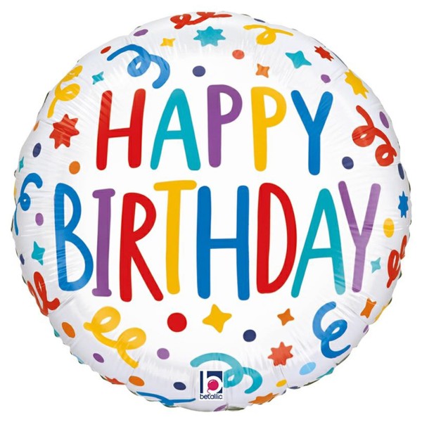 Betallic Folienballon Birthday Playful Streamers 45cm/18"