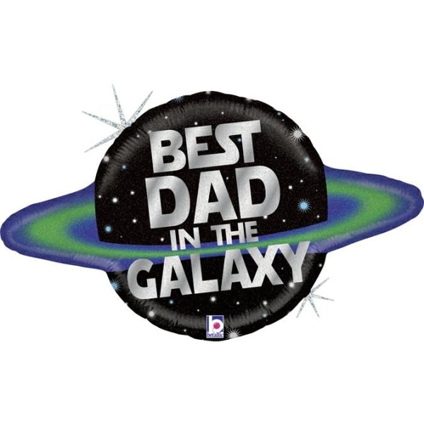 Betallic Folienballon Shape "Best Dad In The Galaxy" Holo 80cm/31"
