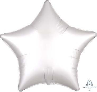 Anagram Folienballon Stern 50cm Durchmesser Satin Weiß (White)