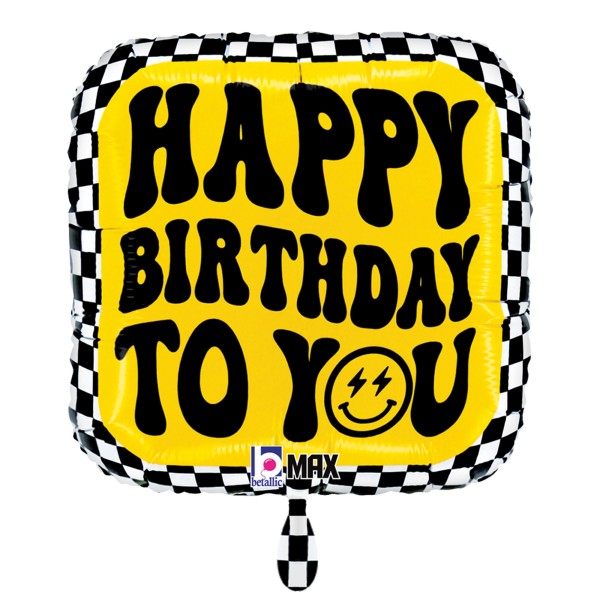 Betallic Folienballon Smiley Checkerboard Birthday 45cm/18"