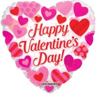 Kaleidoscope Folienballon Happy Valentines Day Pink Hearts Clear View 45cm/18"  Kaleidoscope Folienballon Happy Valentines Day Pink Hearts Clear View 45cm/18"