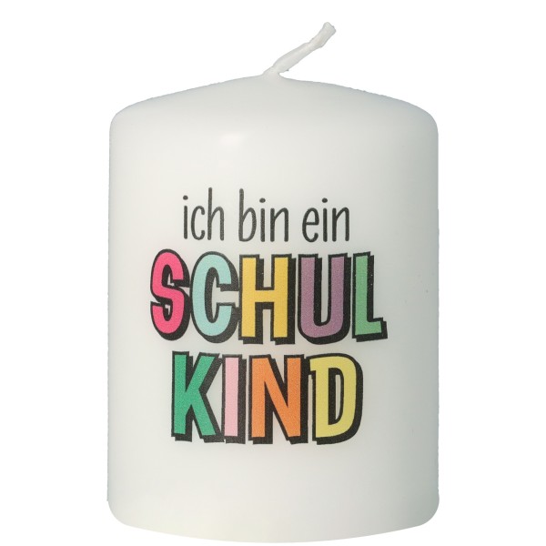 Goodtimes Stumpenkerze Weiß "Ich bin ein Schulkind"