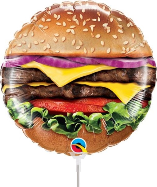 Qualatex Folienballon Cheeseburger 23cm/9" luftgefüllt mit Stab