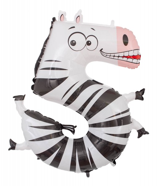 Grabo Folienballon Zahl 5 Animaloon Zebra 100cm/40"