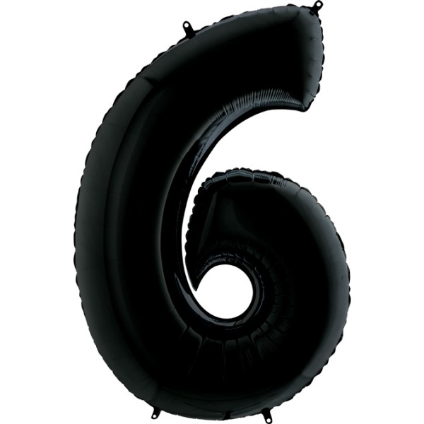 Grabo Folienballon Zahl 6 Black 100cm/40"