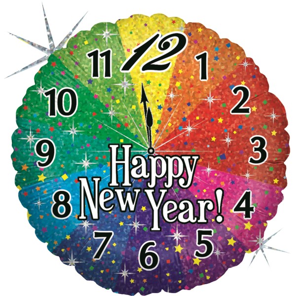 Betallic Folienballon Happy New Year Countdown Holo 45cm/18"