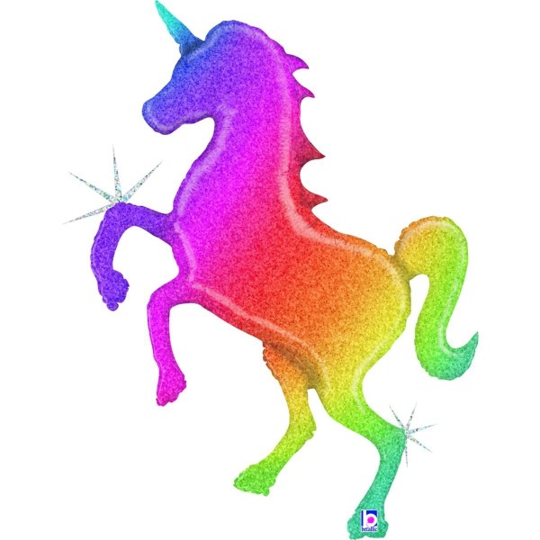 Betallic Folienballon Glitter Rainbow Unicorn Holographic 137cm/54"