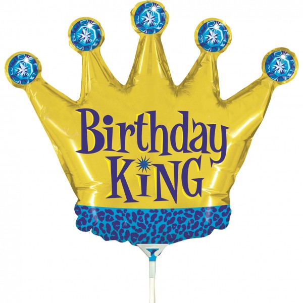 Betallic Folienballon Birthday King Mini 35cm/14" luftgefüllt inkl. Stab