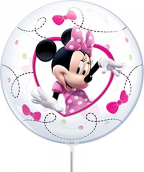 Qualatex Air Bubbles Minnie Mouse 30cm/12" luftgefüllt inkl. Stab