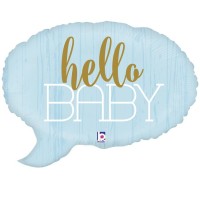 Betallic Folienballon blau "Sprechblase- Hello Baby"  61cm/24"  Betallic Folienballon blau "Sprechblase- Hello Baby"  61cm/24"