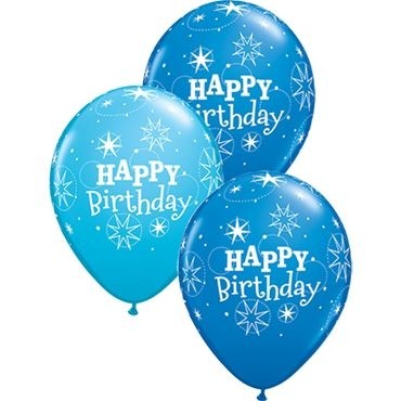 Qualatex Latexballon Birthday Sparkle Assorted Dark Blue & Robin's Egg Blue 28cm/11" 25 Stück